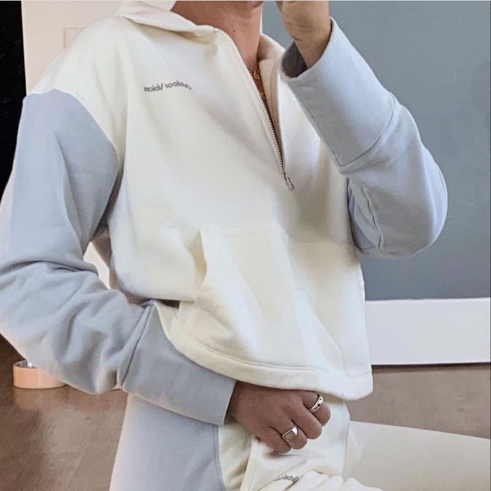 Outdoor Voices Pickup 1/4 Zip Sweatshirt in Dove Bone